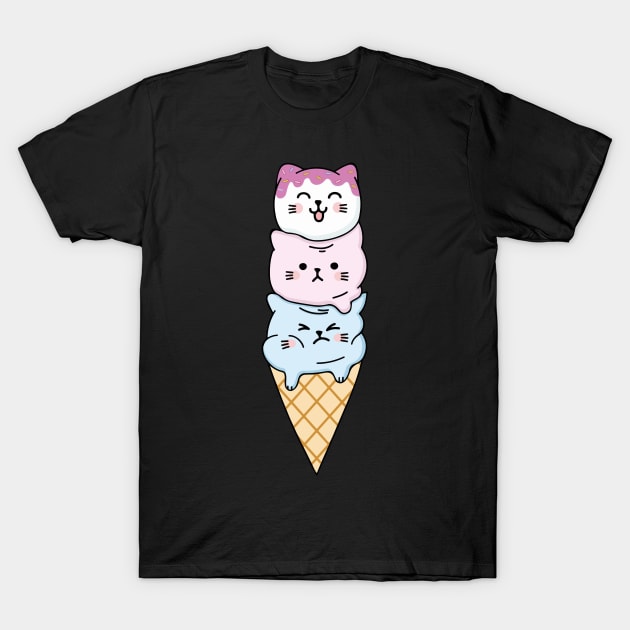 Kawaii Cat Ice Cream T-Shirt by Work Memes